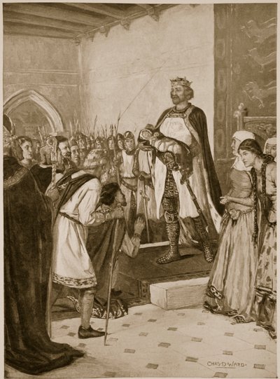 King Edward I Presenting his Infant Son Edward to the Welsh Chieftains in Carnarvon Castle as their Prince of Wales by Charles Daniel Ward